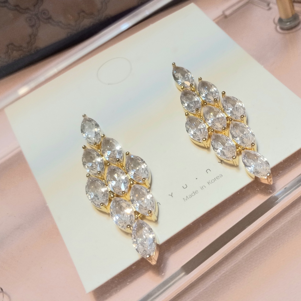 Stunning Simulated Chandelier Statement Earring Dipped in Fine 14K Gold